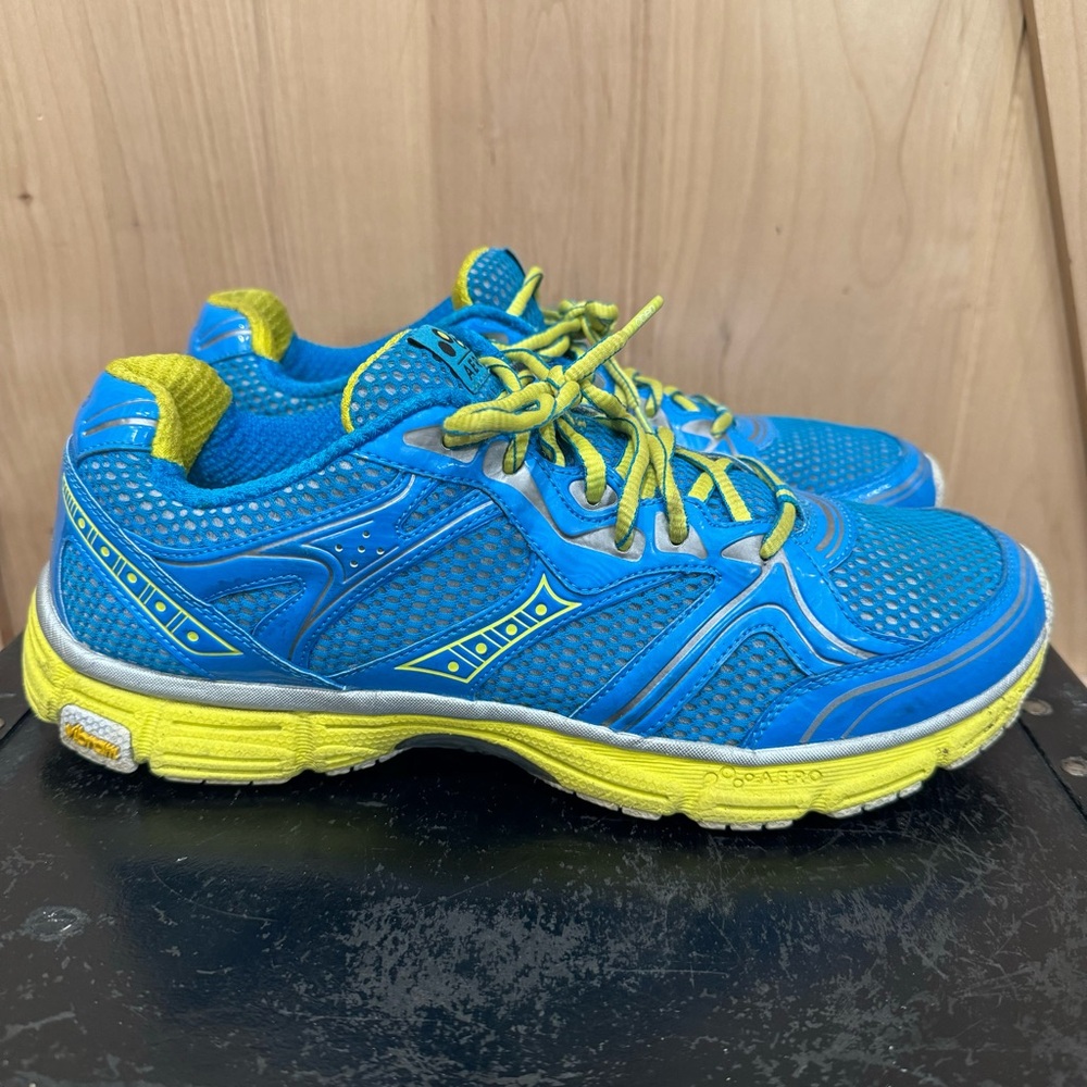 Abeo Aero Women Size 12 Rynner Blue Citrus Yellow Lace Up Running Sneakers Shoes